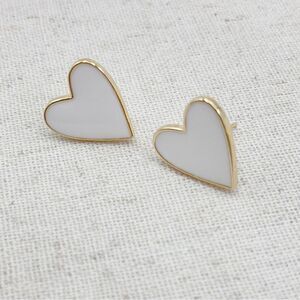 White Heart Earrings #1498